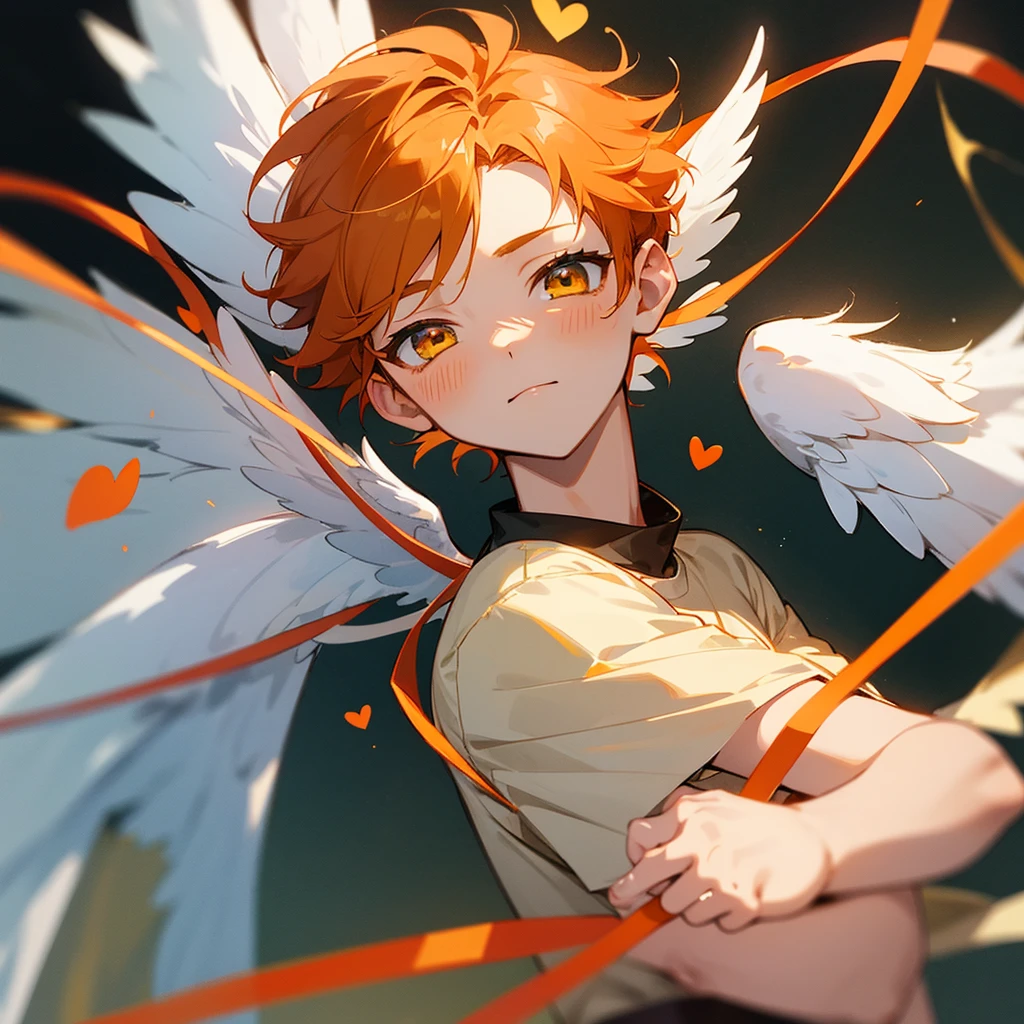 Chibi, anime boy, little boy, 17 years old, orange hair, yellow eyes, white angel wings, angel, small, cute, short hair, angel boy, small
I am a cupid
cupid
bow with heart arrow
hearts