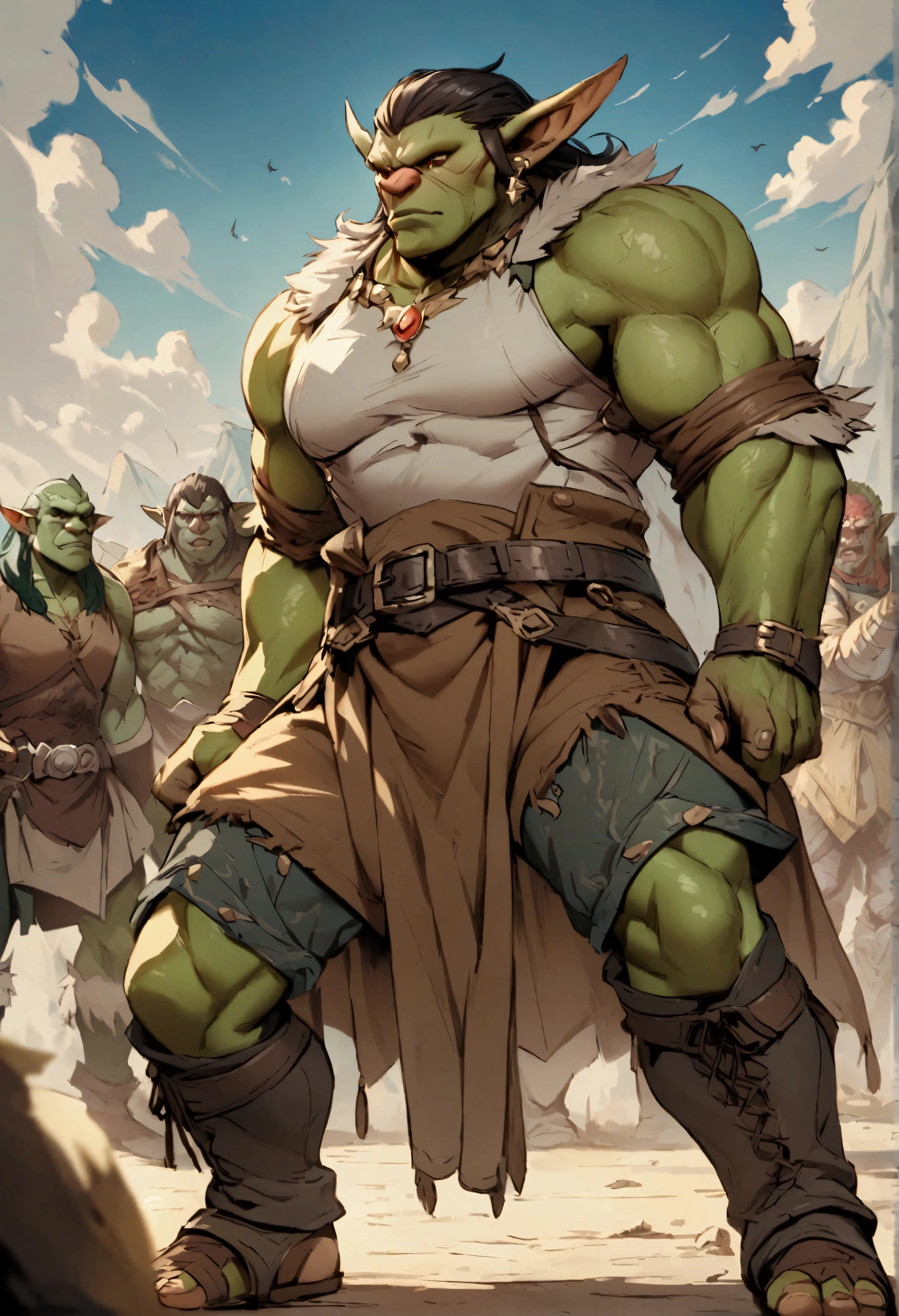 Ultra Detailed, Beautiful, Masterpiece, Best Quality, Half-Orc, Epic, Fantasy,1guy, dungeons and dragons,
