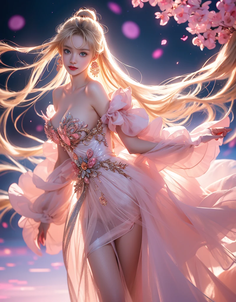 tmasterpiece,Highest image quality,super detailing,Best quality ,Extremely Delicately Beautiful, Very meticulous,Best quality, offcial art, extremely detaild的 CG unified 8k wallpapers, portrait photo of an, The most beautiful look,blond hair blue eyes,Radiant skin and radiant eyes, pretty skin,(Detailed lighting:1.2), (Beautiful and detailed light:1.3), deep understanding, beautiful nude color, iintricate, digitial painting, smooth private parts, Focus sharp, The end of the world, Epic reality, (HighDynamicRange:1.4),(pastel colour:1.4), Beautiful big breasts,The end of the world的, giving up, com cores neutras, natta, Screen space refraction, (Complicated details, ultra - detailed:1.3), art stations, Cinema lenses, vignet, the complex background, buliding,Enchanted smile,face flushed,the shy,detailed back ground,(Dream catcher earrings in various colorlack in color,white colors,in pink,purpleish color,red colour,blue colors,orange colors,green color,cyan colors,),sexy and sultry,(The kinky is exposed,Camel toes,Combed through the dark and thick hair,),The sexiest look,Peach Milk Tea Smooth Velvet Versailles Dress,semi transparent,Ultrathin,Correct bodies,