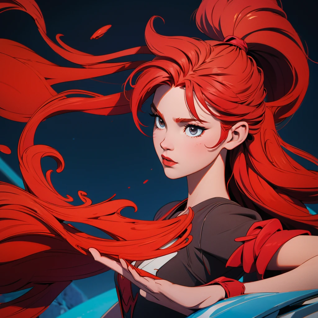She is red hair e black year