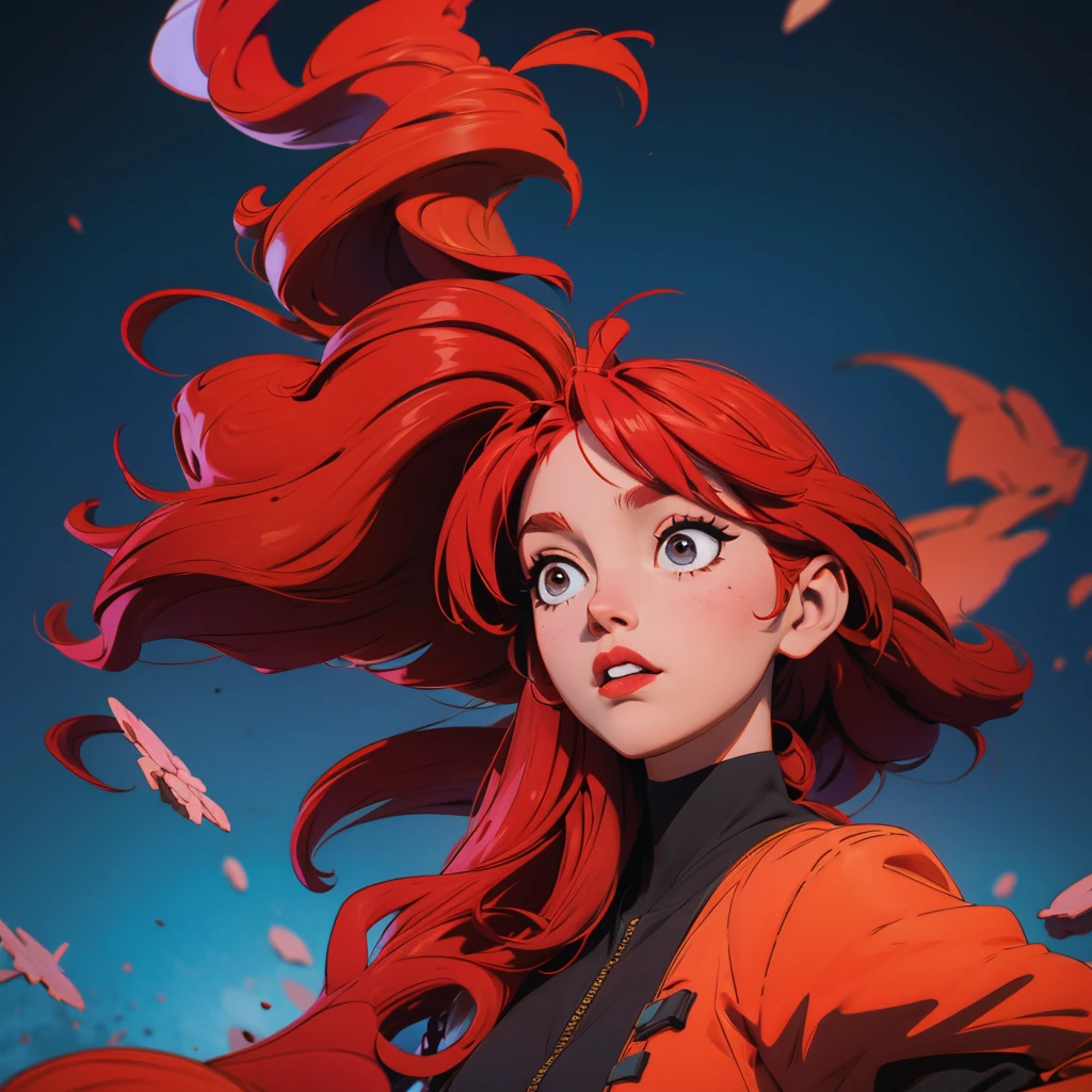She is red hair e black year