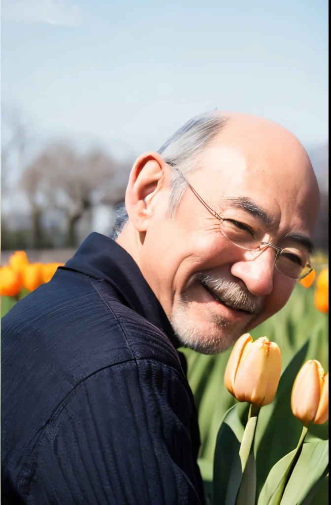 {{{{Kiss a Tulip}}}}, 63 years old, Japanese men, baldness, A big smile