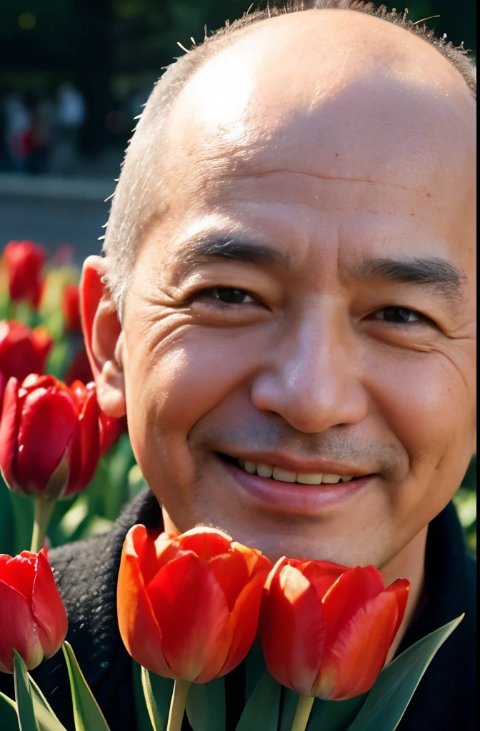 {{{{Kiss a Tulip}}}}, 63 years old, Japanese men, baldness, A big smile