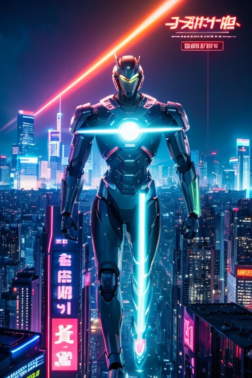 Giant humanoid robot。Run。
cyber cityscape。
Lens flare。
Streaks。
Neon Signs。
typography。
Protect against crime。
The drone is flying。Bloom, Dithering, scan lines, Anaglyph, Cinematic light effects, Godley, reflected light, 