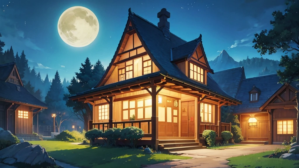 Ghibli-style illustrations Sleeping Ghibli-style anime woman Night view