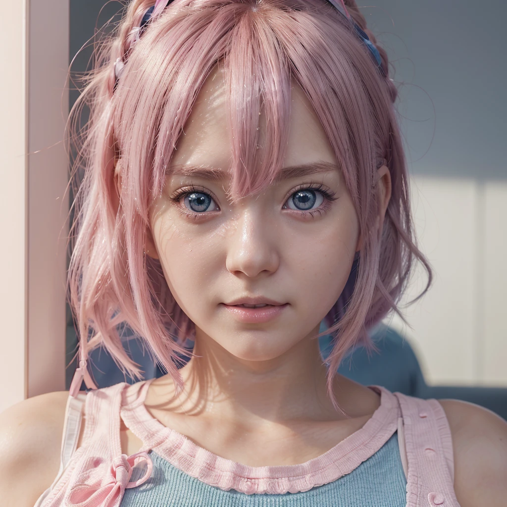 ph momo, momohd, phmomo, solo, 1girl, pink hair, purple eyes, short hair, hair flower, sweater vest, ,(yellow sweater:1.2), big eyes, plaid skirt, black thighhighs, (masterpiece:1.6, best quality), (finely detailed beautiful eyes: 1.2), ultra-detailed, illustration,beautiful detailed eyes, (yandere:1.4), (empty eyes), backlighting, looking at viewer, blush, smile, (masterpiece, finely detailed beautiful eyes: 1.2), detailed eyes, hyper detailed,light smile, highly detailed, beautiful, small details, ultra detailed, best quality, intricate, hyperrealism, sharp, digital illustration, detailed, realism, intricate, 4k, 8k, trending on artstation, good anatomy, beautiful lighting, award-winning, photorealistic, realistic shadows, realistic lighting, beautiful lighting, raytracing, intricate details, moody, rule of thirds, masterpiece, (illustration:1.1), highres, (extremely detailed CG, unity, 8k wallpaper:1.1), beautiful face, highly detailed face, ultra realistic, masterpiece, bokeh, pink hair,extremely detailed, intricate, zoomout, colorful, vibrant colors, red nail polish, side view,standing,whole body,green skirt, plaid, plaid skirt, sainan high , , skirt, sweater vest,