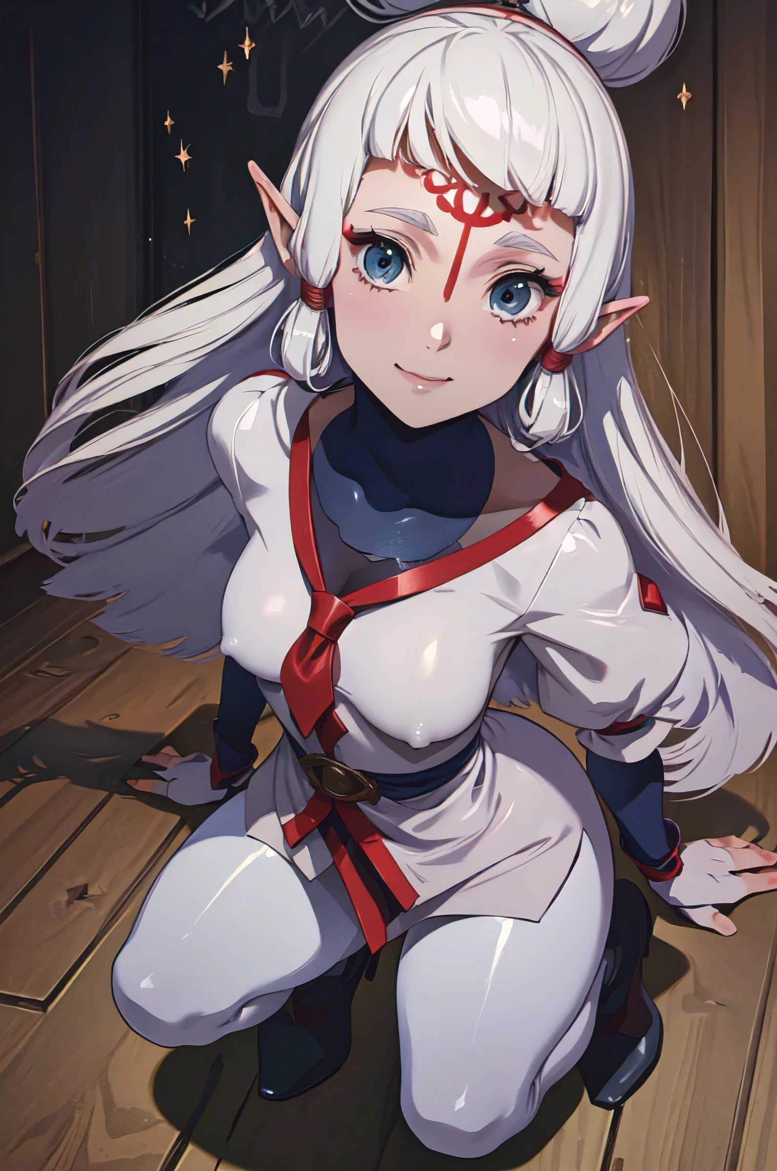 Paya, (masterpiece:1.1), (best quality:1.1), 1girl, Real light and shadow, anime face, 4k, 8k, wallpaper,epic, detail texture, Paya, elf ears, pointy ears, White hair, (blue eyes:1.5), ((((white hair:1.35, long hair)))),intricate eyes,beautiful detailed eyes, (symmetrical eyes,big eyes:1.5,(((lustrous skin:1.5,bright skin: 1.5,skin tanned,shiny skin,very shiny skin,shiny body,plastic glitter skin,exaggerated shiny skin,illuminated skin))),(detailed body,(detailed face)), cute, erotic,boots,necktie,uniform,knee boots,white pantyhose,military uniform,black footwear,red necktie,pencil skirt,white shirt,high ponytail, (Beautiful, small Breasts:1.2), natural breasts, best quality, masterpiece, very aesthetic, dress, jewelry, flower, wedding dress, veil, necklace, elbow gloves, smile, looking at viewer, (dynamic pose:1.0),happy,smile,(centered,scale to fit dimensions,Rule of thirds), highres,sharp focus,(ultra detailed,extremely detailed),(photorealistic artwork:1.37),(extremely detailed CG unity 8k wallpaper),(((vibrant colors,vibrant theme))),(intricate),(masterpiece),(best quality),