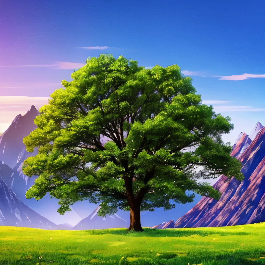 Mountain in heaven with night full of starts with spidermen side tree