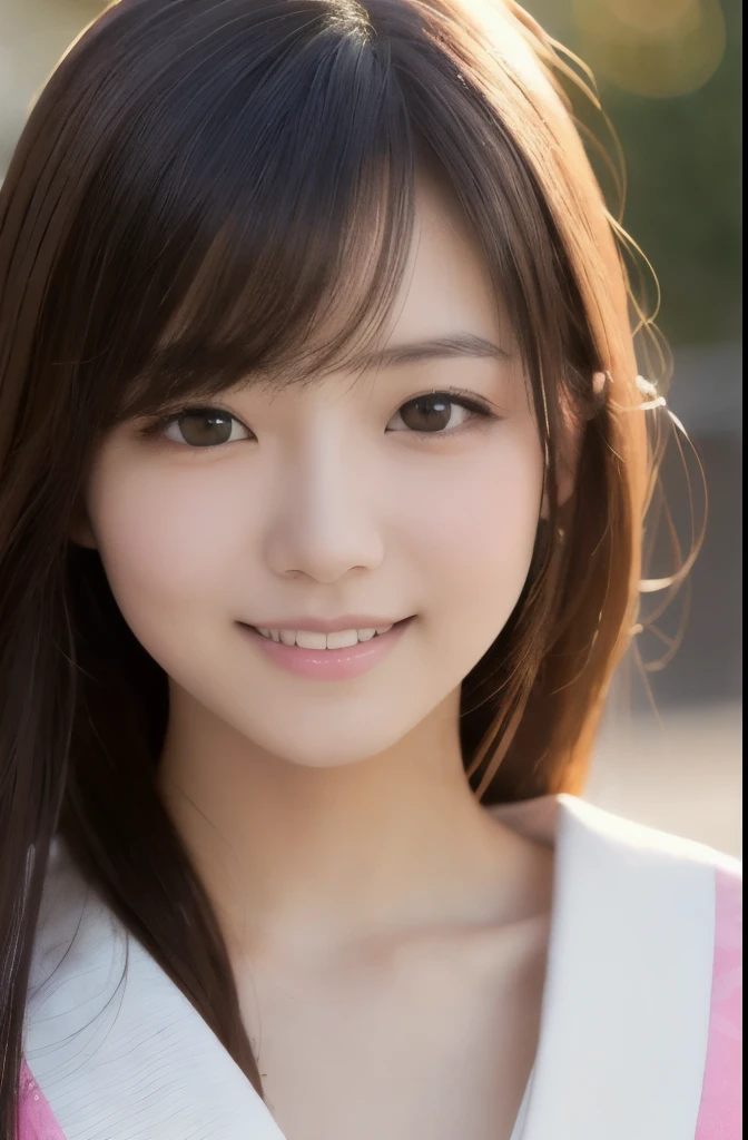 best quality, face focus, soft light, ultra high res, (photorealistic:1.4), RAW photo,(Shinozaki Ai), white skin, kawaii,
1 Japanese girl, solo, cute, (smile), (pupil, lights in the eyes), detailed beautiful face, Medium-sized breasts,(high resolution detail of human skin texture),(long hair),(portrait), pink traditional kimono,