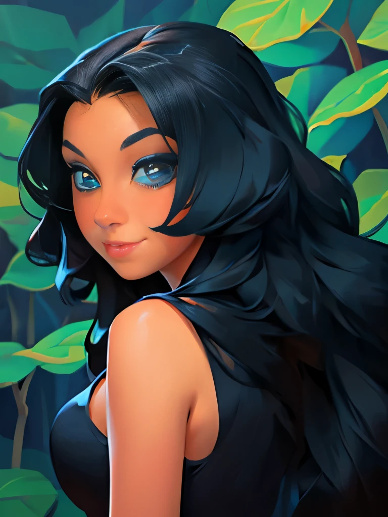 masterpiece, best quality, 1girl, solo, ((mature female)), round pupils, long hair, hair, princess, black dress, fantasy, happy, looking at viewer, cartoon, anime, (oil painting)