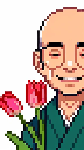 Tulips, 63 years old, Japanese men, baldness, A big smile