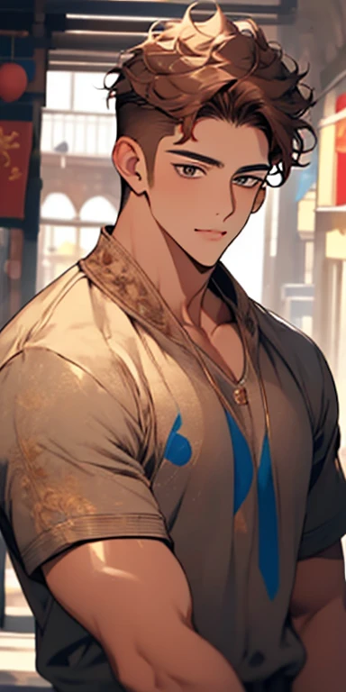 handsome 24 years old boy with brown curly hair and small lips long nose