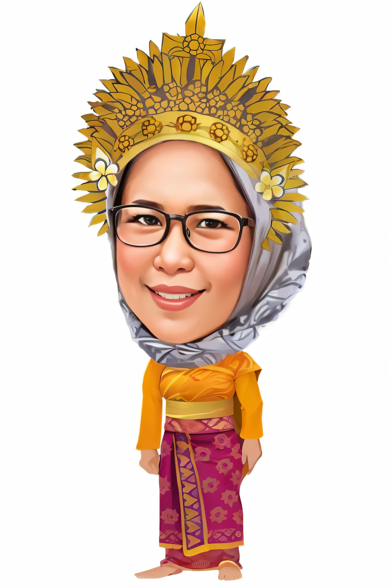 a cartoon of a woman and a crown, caricature illustration, caricature, chibi, cartoon portrait, potrait, in cartoon style, caricature style, emir, high quality portrait, full protrait, inspired by Altoon Sultan, inspired by Nil Gleyen, traditional portrait, detailed portrait, inspired by Basuki Abdullah, proffesional illustration, cartoonist