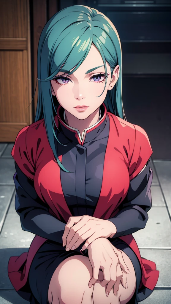 hot nobara, sitting crossed legs, minimal outfit, detailed face, detailed eyes, detailed lips, detailed nose, long eyelashes, masterpiece, highly detailed, vibrant colors, cinematic lighting, anime style , sexy body 