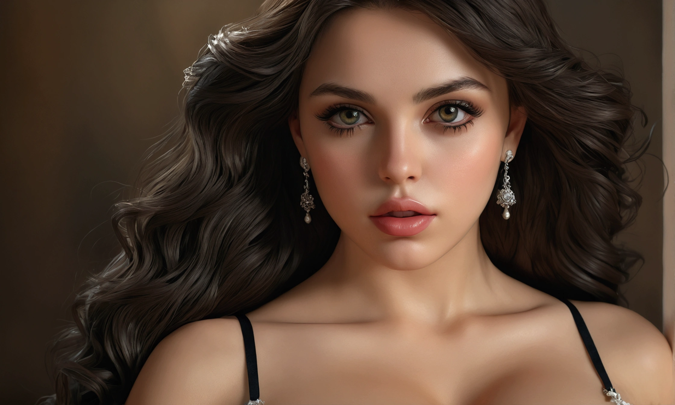 (best quality,4k,8k,highres,masterpiece:1.2),ultra-detailed,(realistic,photorealistic,photo-realistic:1.37),1girl,beautiful detailed eyes,beautiful detailed lips,extremely detailed face,long eyelashes,large breasts,black hair,nude,striking pose,detailed body,natural lighting,chiaroscuro,cinematic atmosphere,dramatic lighting,moody colors