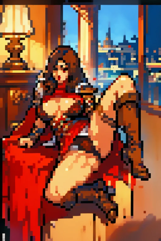 The woman, poca CLOTHES, CLOTHES, knee high boots, Bracelets on the legs, socks, stockings, Florence in the background, Florence, ((evening, night,)) renaissance, very detailed birth, Realistic long-term photography., 4k, by the wide, brown hair, By the chestnut, Red lips,(((hood, hood)), ((shocks, garagantilla)),bracelet, sexy,red lips, brown eyes, big breasts, big breasts, Lucia Auditore
