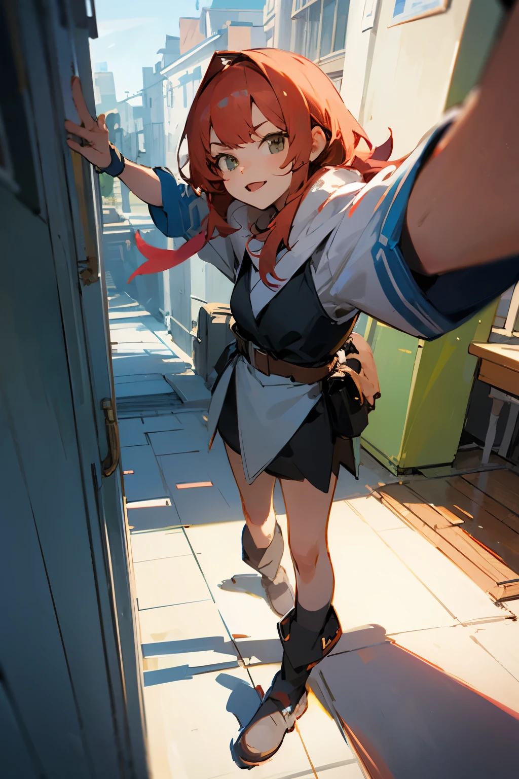 Generates a selfie perspective drawing of two people 
