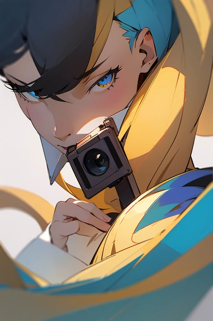 Generate a drawing of a person taking a selfie with ther person