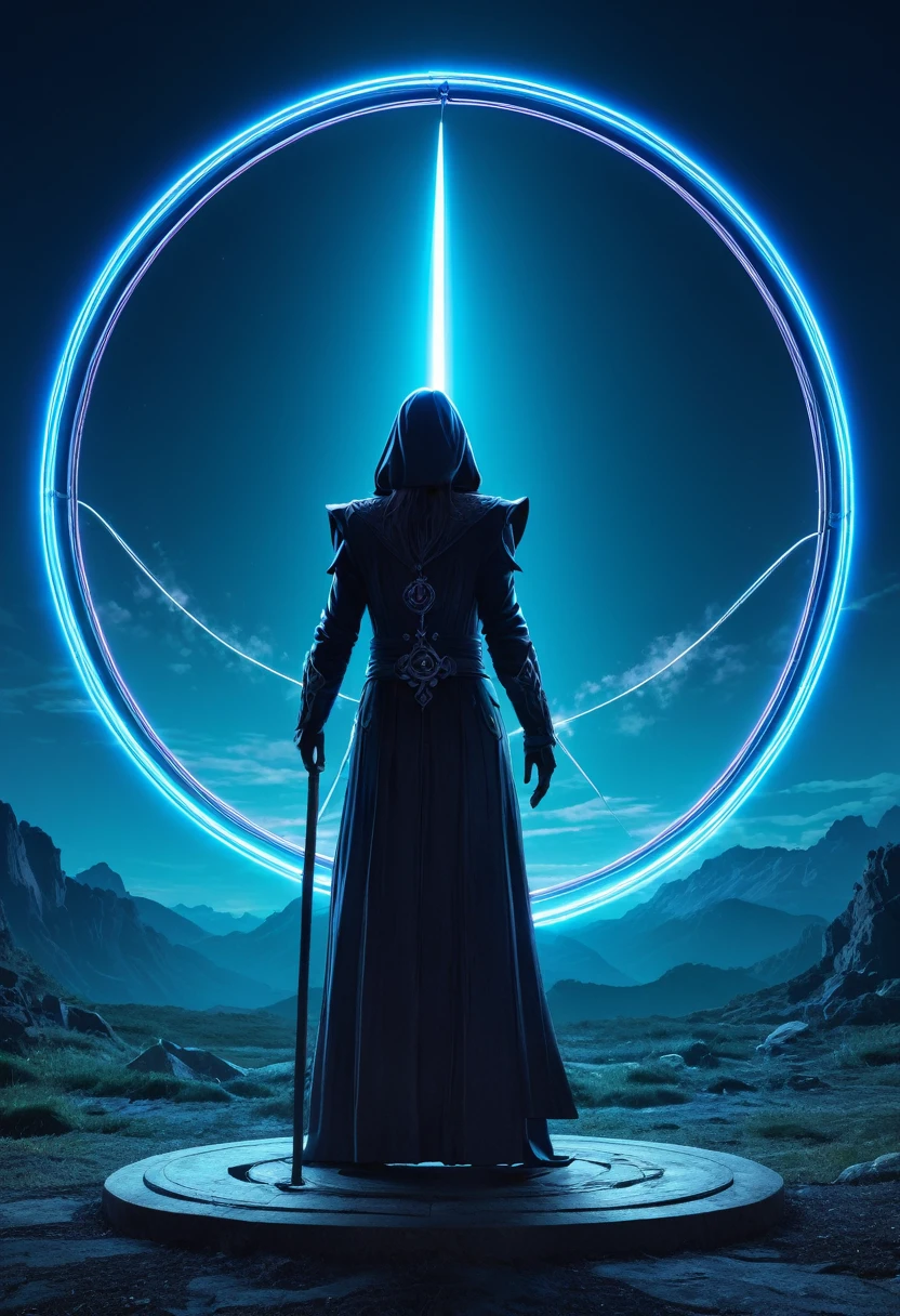 Magic Circle, Necromancer, (alone), alone,Are standing_Split, Full Moon, Ray Tracing, masterpiece, highest quality, super high quality, Absurd detailed, best Light, Best Shadow, sharp, sharp image, detailed, extremely detailed, Amazing resolution, 8k, 4K, Ultra-high resolution, Particle Effects, Beautiful Effects, Vibrant colors, neon Light, neon, Light,