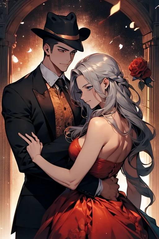 **Color Palette**: Select a color palette that exudes passion and mystery. Deep reds, blacks, and grays can symbolize both romance and the dangerous world of the mafia. Adding a hint of gold or silver can convey luxury and wealth.
**Images or Illustrations**:
- **Couple**: Feature a couple on the cover, with the female character (Emma) and the male character (Lucas) in an embrace, or a passionate pose. Make sure their chemistry is visible, but keep it tasteful.
- **Mafia Element**: Incorporate subtle mafia-related imagery, such as a silhouette of a man in a fedora, or a gun and roses, to hint at the danger in the story.