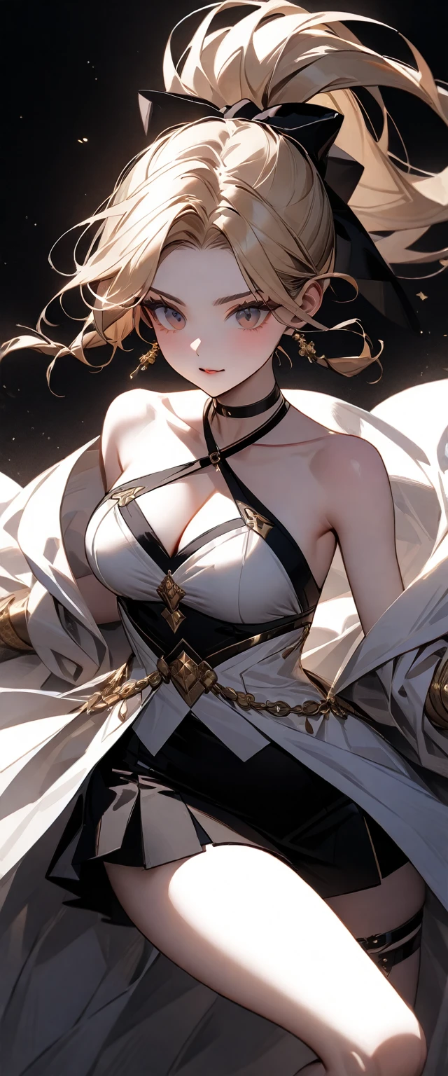 とても薄い服を着た曲線美な体の女god Voluptuous body sexy Chains on thighs Bite (((One Woman))) god様 god々Shii Shoulder Bare Heavy equipment Dynamic pose ギリシャgod話 Athena godの装飾 Big eyes Red eyes Blonde ((Short Hair)) ponytail Hair tied up high ハイponytail Side braid Center part with bangs swept up Forehead ((Fabric Criss-Cross Halter)) (((There are folds in the clothes))) Flashy clothes Oversized dress ((Cleavage)) Shoulder The clavicle is visible Highest quality Super detailed detailed woman High quality 8k Very detailed Pure white cloth The fabric is overlapping Pure white clothes ((mini skirt)) Decorated with gorgeous gold ornaments Detailed Background nature