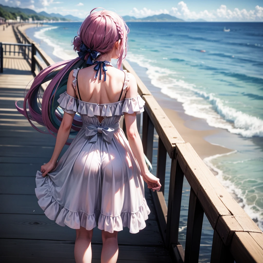 at the seaside,There is a train behind,Leave with your back to the camera,with tears,with tearsSmile,cry