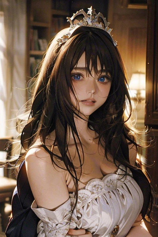 masterpiece、top-quality、超A high resolution、2D beautiful girl、animesque、s girl、The long-haired、Silvery crown、Beautiful blue eyes、The clothes are also depicted in detail、Eyes are depicted in detail、The face is depicted in detail、Sorcerer、Soio、Gentle smile、hair adornments、animesque、illustratio
