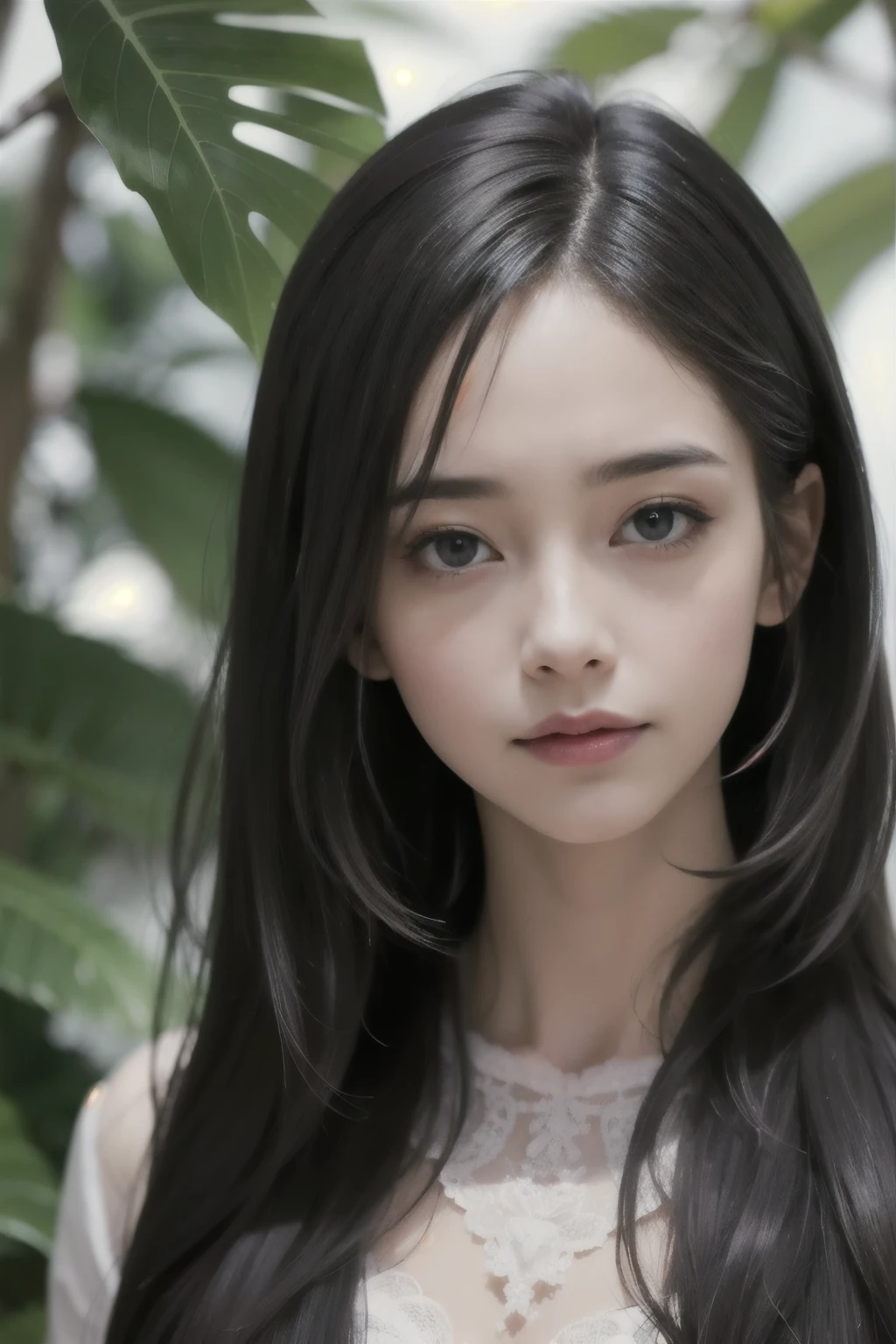 (ultra realistic) , (illustration), (increase resolution), (8K), (extremely detailed), (best illustration), (beautiful detailed eyes), (best quality), (ultra-detailed), (masterpiece), (wallpaper), (detailed face), 1 girl, black straight hair, slender body, delicate details, in the dark, deep shadow, low key, pureerosfaceace_v1, happy smile, summer dress, waterfall, rainforest