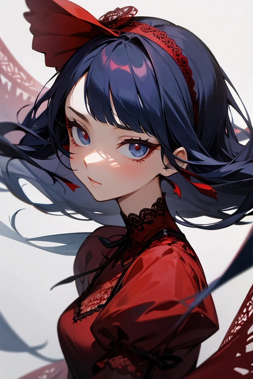 Red and navy lace dress、cute、Villainess、head band、superior、