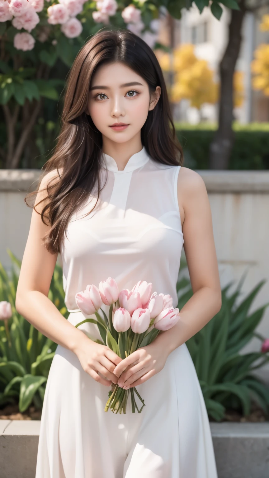 Holding tulips,flower,郁金香flower朵