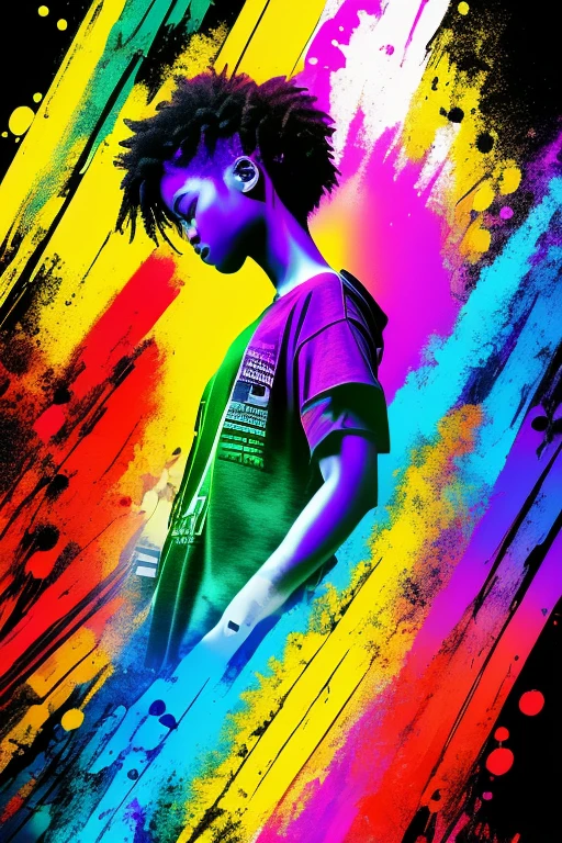 a background completely filled with scattered musical notes in various sizes and colors, beautiful girl in colorful image, dance hiphop dance crew waacking dance, punking, black medium hair, five fingers, baggy clothes, (best quality,4k,8k,highres,masterpiece:1.2),ultra-detailed,(realistic,photorealistic,photo-realistic:1.37),vivid colors,studio lighting,professional、ワックダンス、
