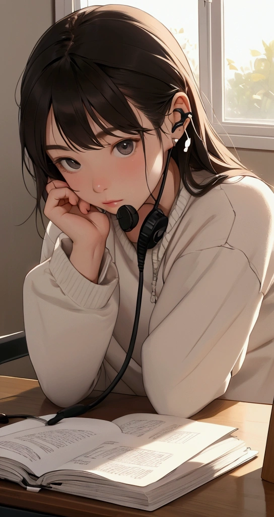 Earphones placed on the desk
