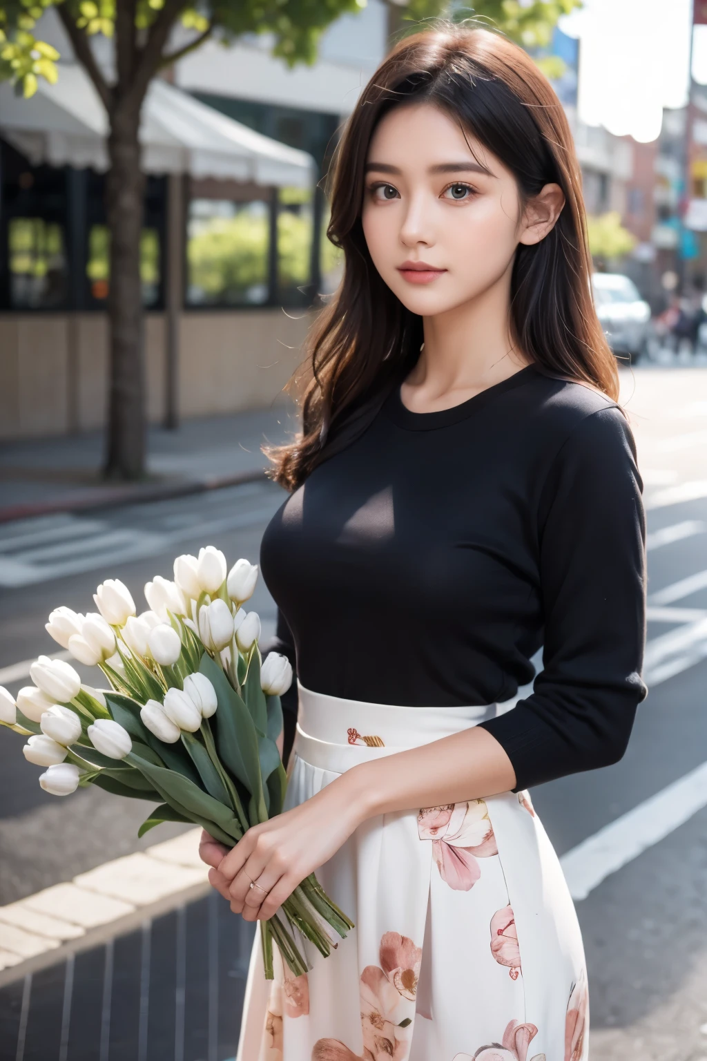 Holding tulips,flower,郁金香flower朵，flower丛