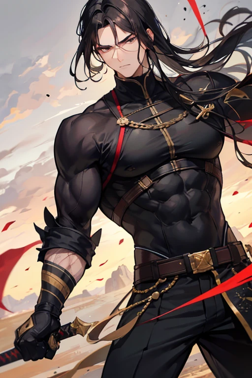 Well, they are not official but , I imagine it like this,  He is a tall man , with muscles since he is a warrior and leader,  Jet black hair,  eyes the color of honey , light brown skin , Veined and large hands with a scar due to sword use