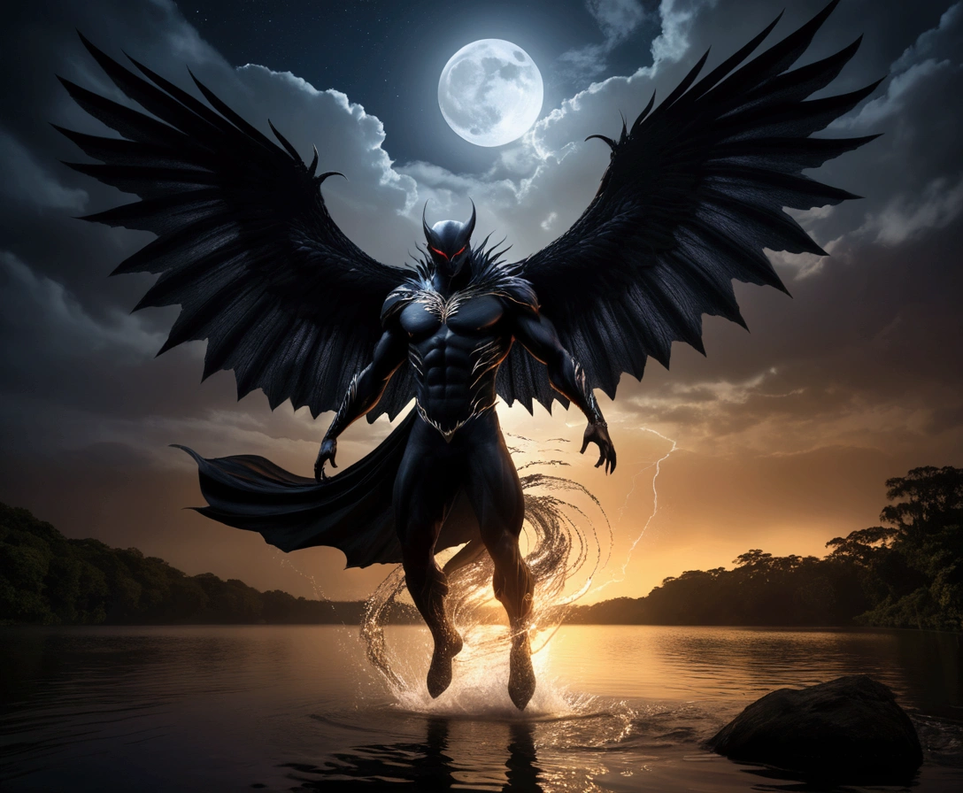 A sudden burst of energy ripples through the air as you transform, your body morphing into a towering, winged creature of the night. Your features become more angular and predatory, your eyes glowing with a fierce, vampiric intensity.