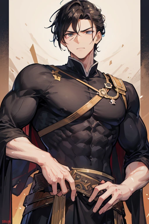 Well, they are not official but , I imagine it like this,  He is a tall man , with muscles since he is a warrior and leader,  short jet black hair updo,  eyes the color of honey , light brown skin , Veined and large hands with a scar due to sword use, marked jaw