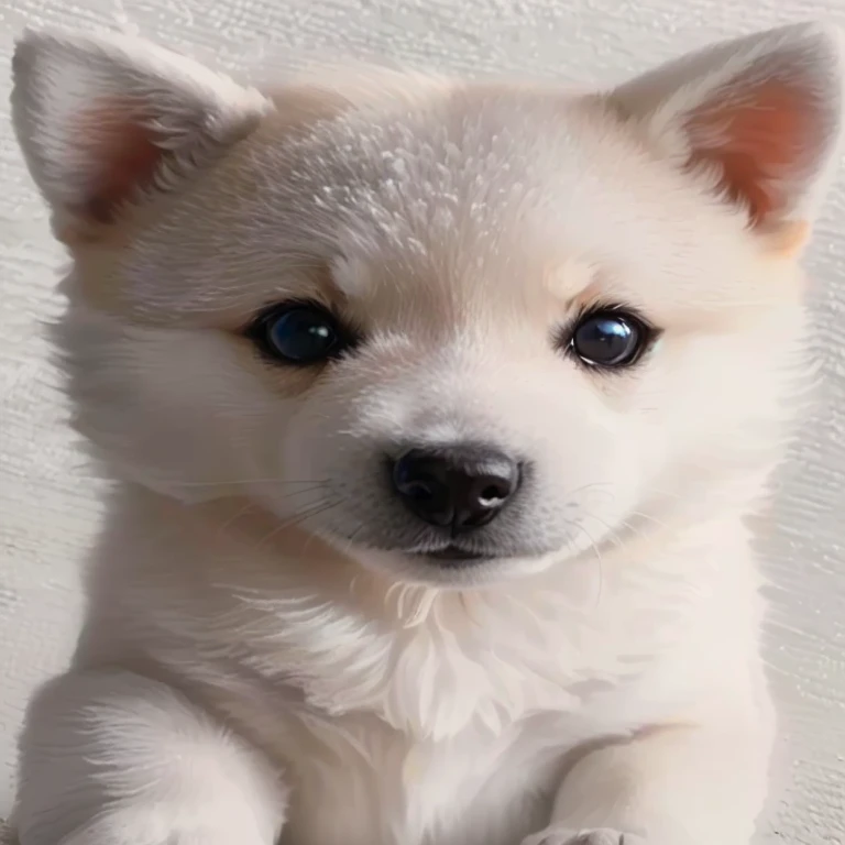 araffe puppy sitting on a white surface with its paws on the ground, shibu inu, kawaii cute dog, cute dog, shiba inu, puppy, japanese dog, shiba inu dog, doge, shiba inu face, anthropomorphic shiba inu, cute animal, with cute doting eyes, r/aww Change the collor of the dog and make it wearing a crown