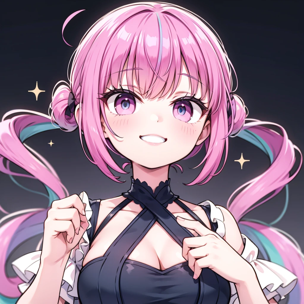 Upper Body,Bright smile,Background shines,Eyes narrowed,Big smile