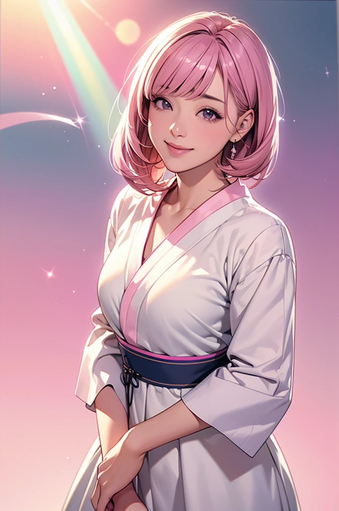 image quality:Highest Quality
Camera Focus: Blur the background
light:sidelight
person:20-year-old female,Japanese,
tracing: gal model 、Bright light、
Daytime hairstyles: Short Bob、With bangs
dress:GalSee-throughCasualPastel pinkExpression: The best smile、gal sparkling effect, Lens flare, universe、
flowerpunk、Subtle gradient effect