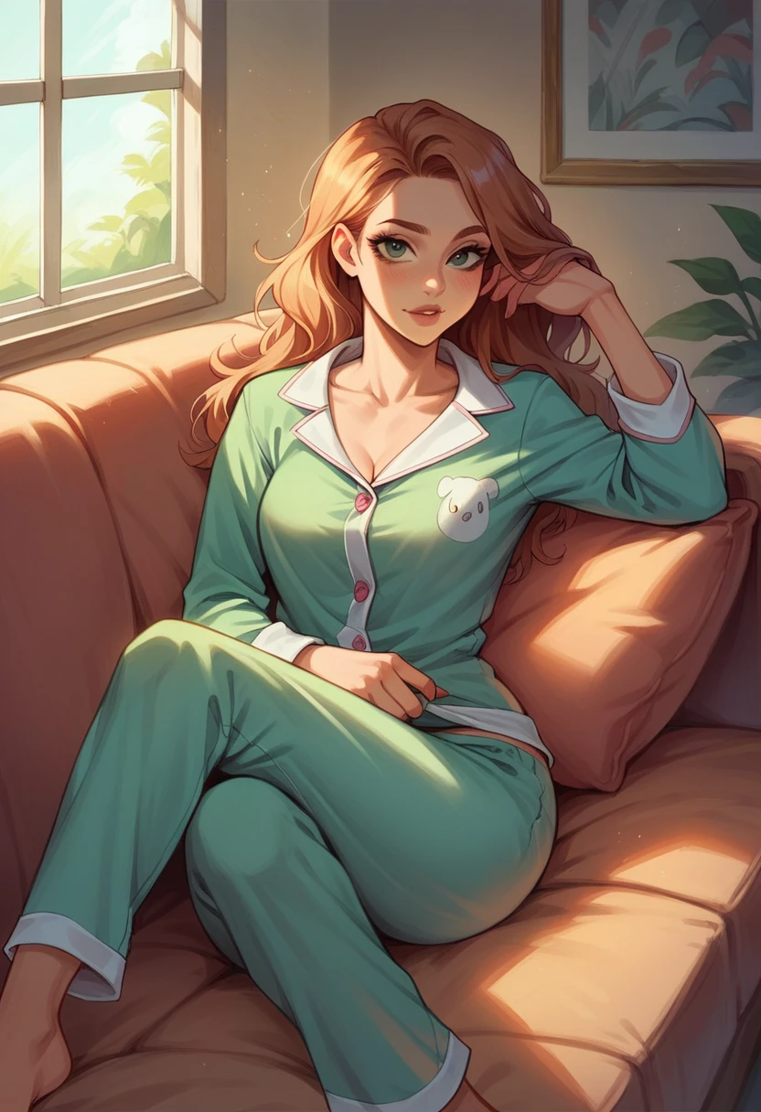 Wearing sexy pajamas, graceful, Coquettish, Study Room, sofa, Random fascinating movements, To the camera, Imaginative, First Love