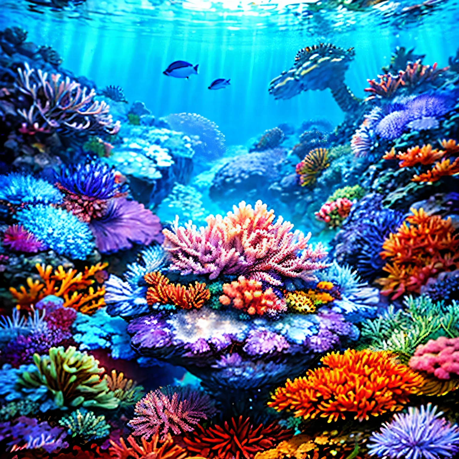 Coral Reef　　bright　sea fish　sunny　Real