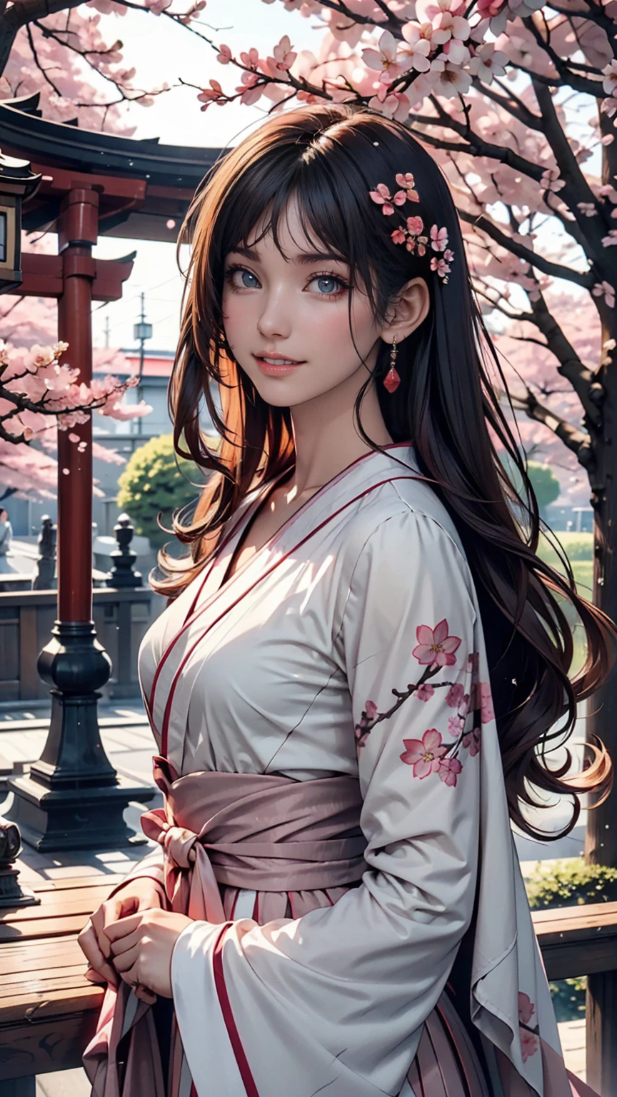 Retro Photography, 1960s , Agfa, Kodak, One girl,  Portraiture, Looking_in_Audience,  smile,  Japan, Tokyo, Cherry Blossom,  Octane Rendering,  一人in, rtrophto1