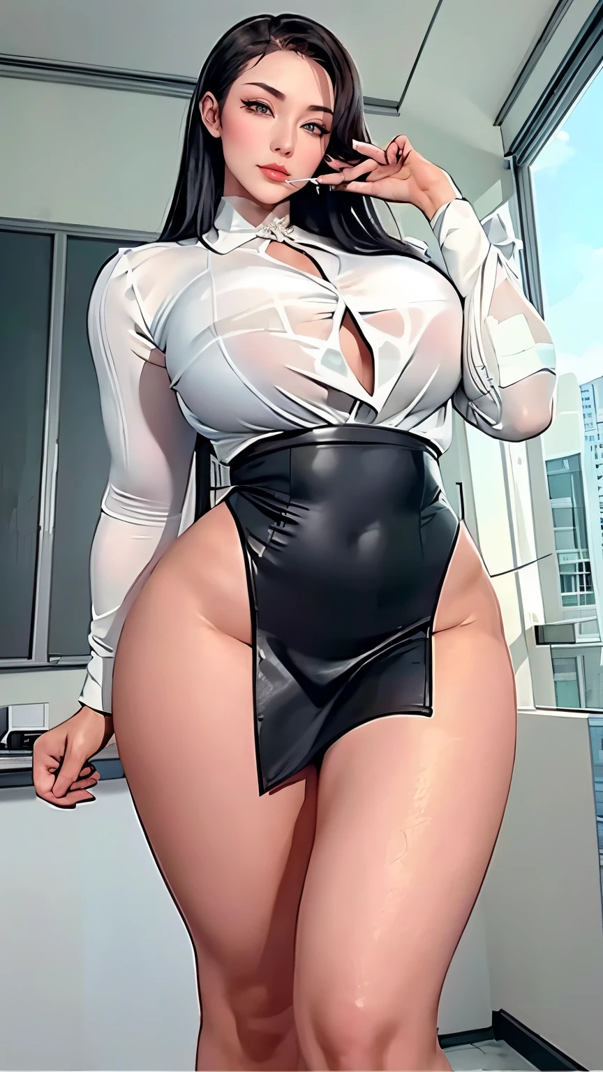 Breasts larger than torso。Smooth sexy hot woman。full-body shot，High heel。Model shooting pose。City girl。urban beauty。Sexy secretary，Suspender stockings。Sexy and seductive cram school teacher。Sexy female boss loves to wear sexy lingerie，Desirable female boss in business attire。Sexy shirt hip skirt suit female boss。flushed face。Flushing face。A strong woman who reveals her heart。The teaching director who still has charm。OL temptation。