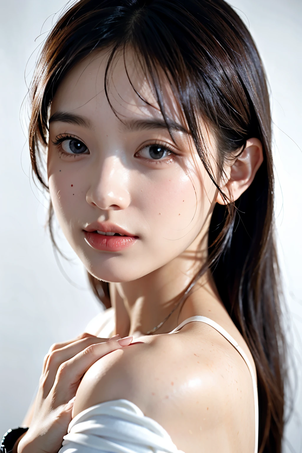One girl,one piece、White Background,Elegant