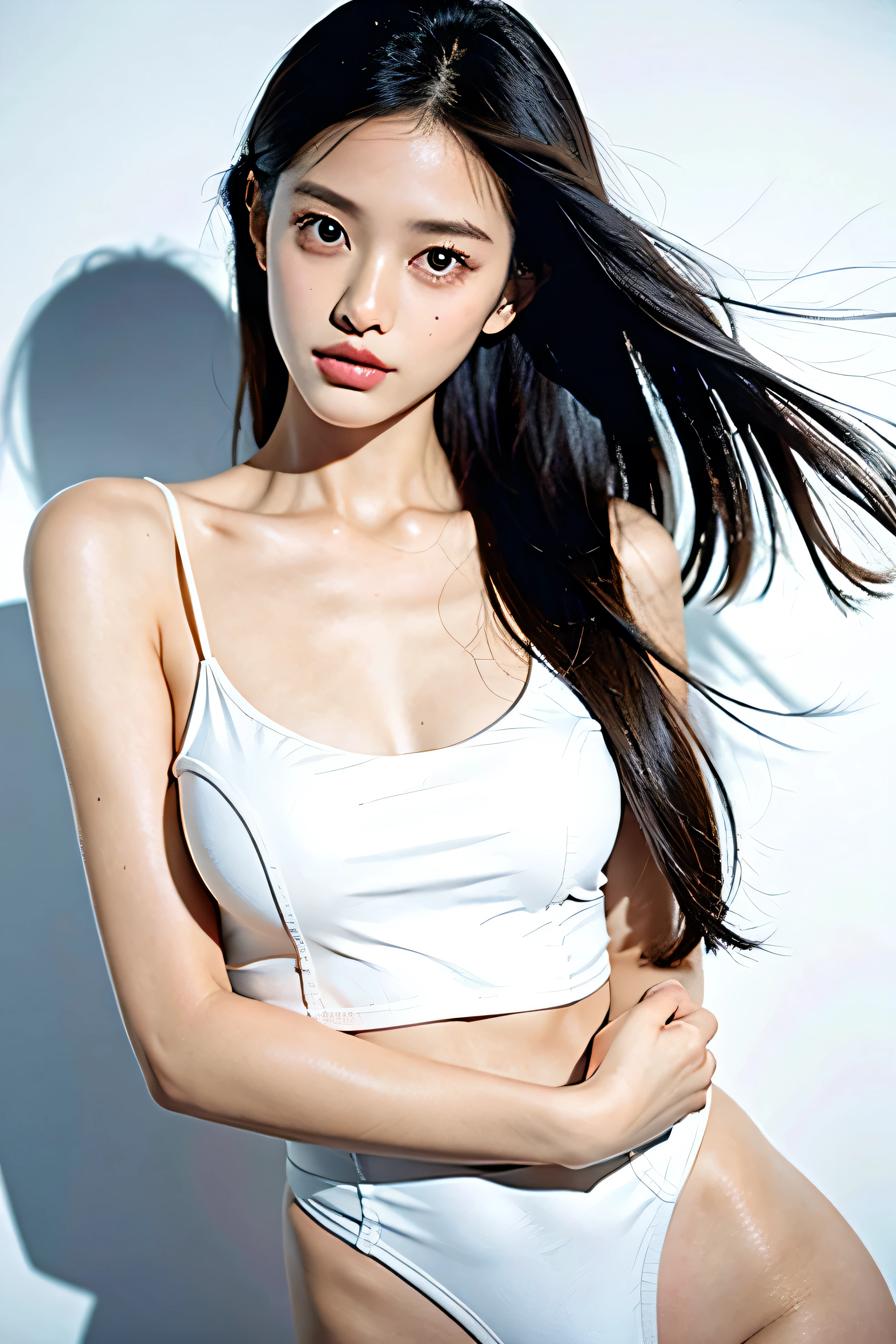 One girl,one piece、White Background,Elegant