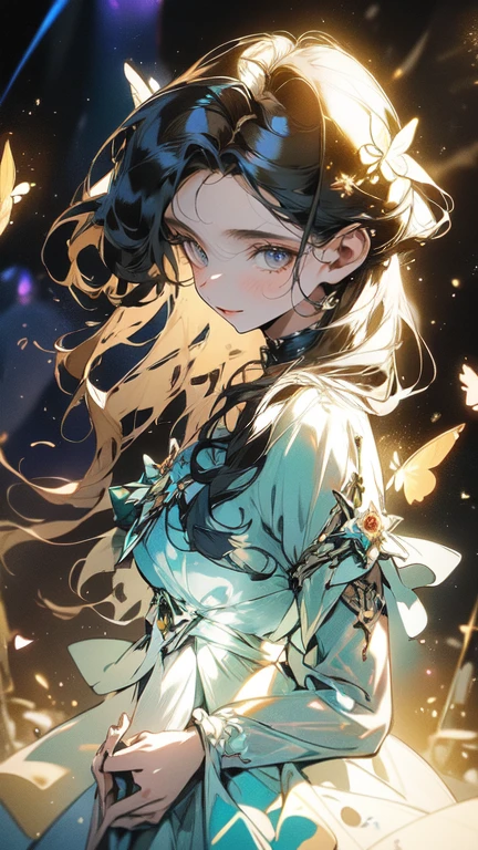 (masterpiece, best quality, double ultra-detailed, best shadow), (detailed background,dark fantasy), (handsome detailed face), high contrast, (best illumination, an extremely delicate and beautiful), ((cinematic light)), colorful, hyper detail, dramatic light, intricate details, the queen of the light,detailed face,detailed eyes, dressed in a see-through dress, background is fantastic, flower garden, dome, colorful flowers, magical atmosphere, whimsical architecture, sunlight streaming through stained glass, butterflies dancing in the air, sparkling water fountains, lush greenery, vibrant colors, surreal landscape [best quality, highres], dreamlike scenery, ethereal beauty, soft lighting, enchanting ambience, dynamic angle