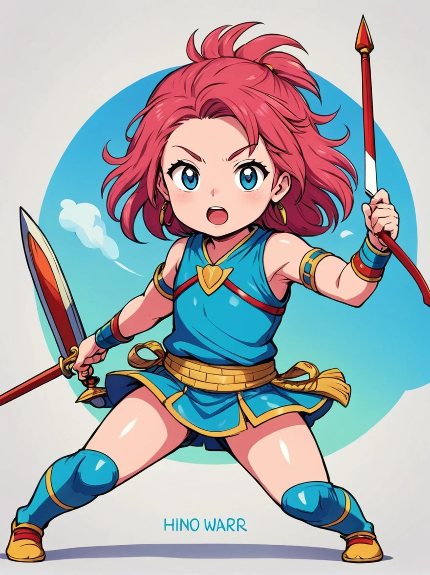 Create a digital painting that portrays a brave warrior, symbolizing the battle of health. Use bold and vibrant colors to enhance the whimsical and vivacious feel, typical of children's design. The warrior should be seen in dynamic poses, drawing inspiration from comic books. The painting should embody the essence of perseverance and strength with energetic brushstrokes. Remember to capture the child-friendly design and translate it into the language of a brave warrior fighting their battle, thus making health an accessible concept to the young.