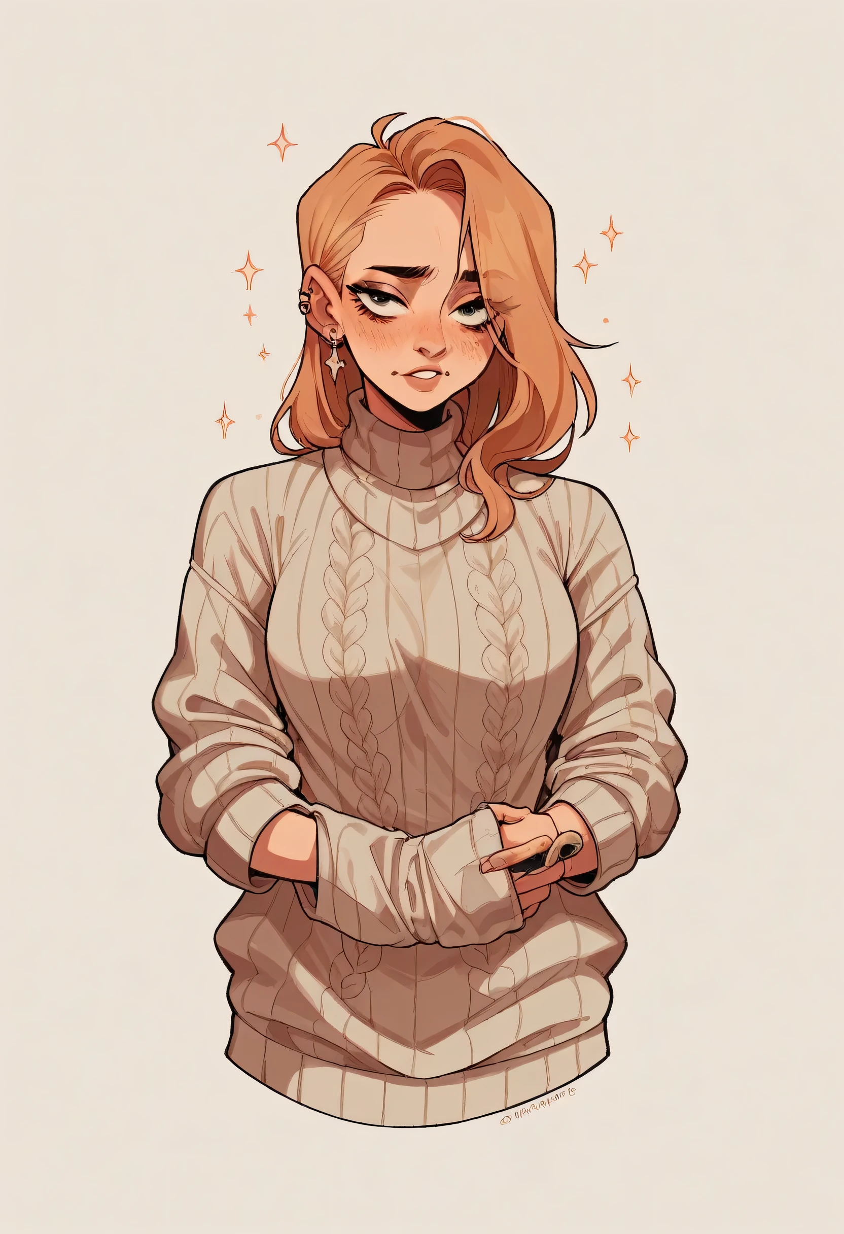 ((best qualityer)), ((work of art)), (detailded), 1 girl, ombro to ombro sweater, 