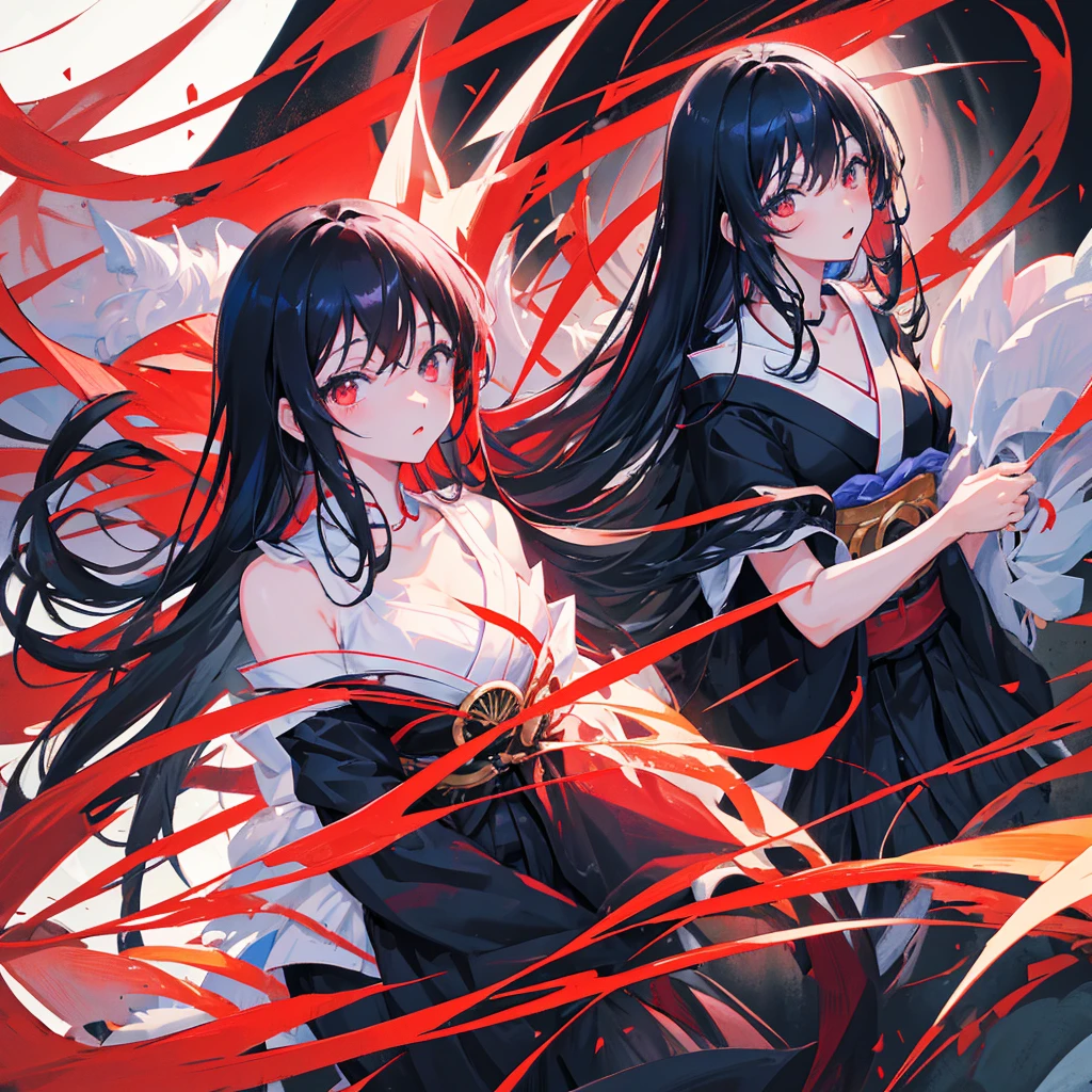 Japanese cartoons, Japanese cartoons girl, Black Hair, Red Eyes, Black Hair, Black skirt, Red belt, Black Hair, Black Hair, Black Hair, Black Hair,, Japanese cartoons art wallpaper 8 k, Japanese cartoons girl with long hair, Japanese cartoons style 4 k, Japanese cartoons art wallpaper 4k, Japanese cartoons art wallpaper 4 k, beautiful Japanese cartoons artwork, gothic maiden Japanese cartoons girl, (Japanese cartoons girl)，Black straight hair，Red eyes，Sexy，Wearing less，Solitary，Ghosts，Black clothes，((Pure black background))