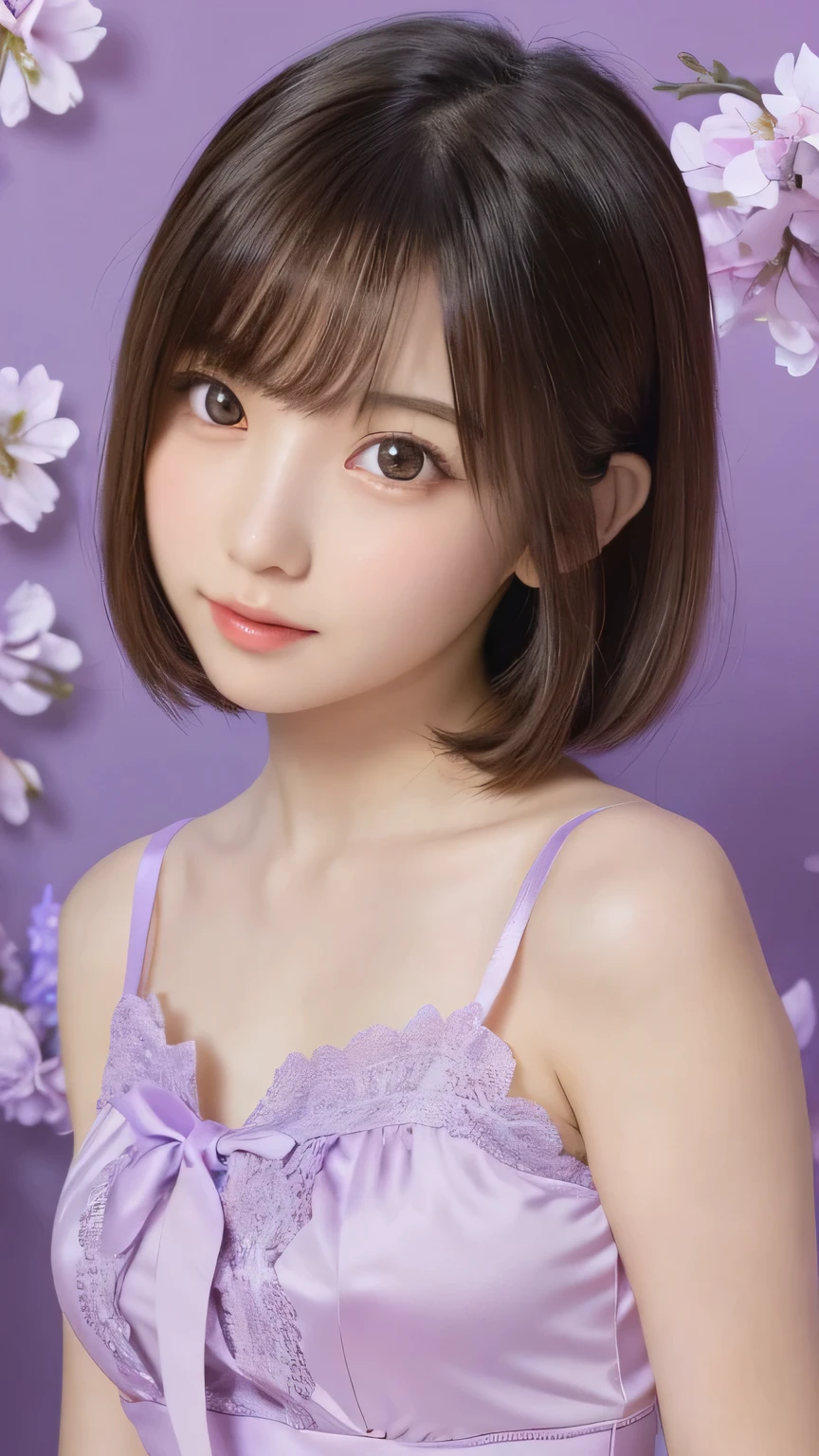 One Girl, (Beautiful girl, Delicate girl:1.3), (16 years old:1.3),
break, (Cute Costumes, Long skirt:1.2),
break, (Lavender flower background:1.3),
break, Very beautiful eyes, (Symmetrical eyes:1.3),
break, (Small breasts:0.5), Brown eyes, Parted bangs, Brown Hair,
break, (Eye and facial details:1.0),
break, (masterpiece, Highest quality, Super detailed, Detailed face, 8k)